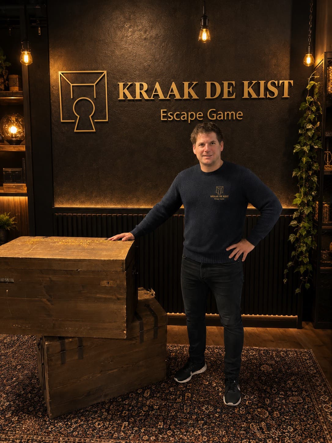 Chris Evers, co-founder of Kraak de Kist, with the escape boxes in Ede